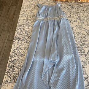 Elegant Blue Striped Maxi Dress